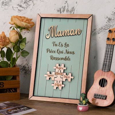 Panneau de puzzle personnalisé pour maman Panneau en bois unique pour cadeau de fête des mères