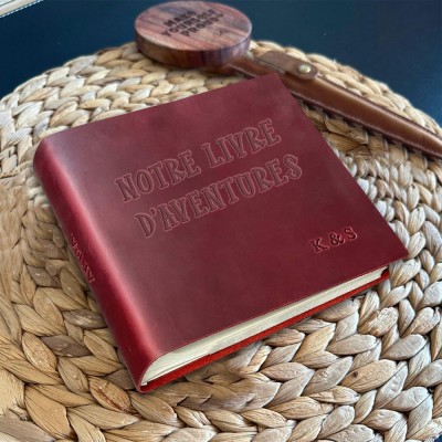 Notre livre d'aventure Album photo en cuir personnalisé pour la Saint-Valentin Idées cadeaux d'anniversaire