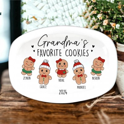 Plateau de Noël personnalisé Cadeau de biscuits préférés de grand-mère des petits-enfants