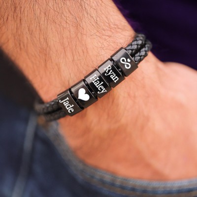 Bracelet personnalisé pour homme avec perles de nom pour petit ami, mari, idées cadeaux