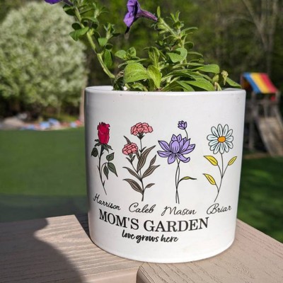 Pot de fleurs personnalisé mois de naissance Unique pour Mamie Maman Cadeau de Noël
