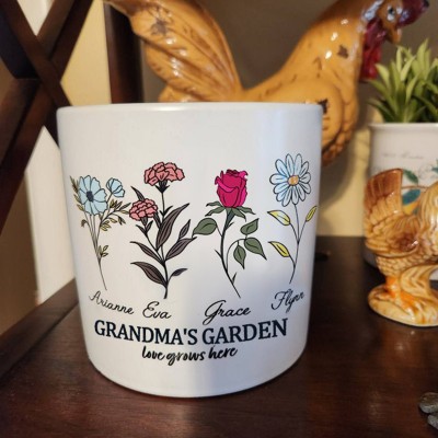 Pot de fleurs personnalisé mois de naissance Unique pour Mamie Maman Cadeau de Noël
