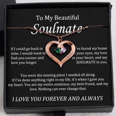 Collier personnalisé fait à la main avec des pierres de naissance pour les cadeaux de l’âme sœur
