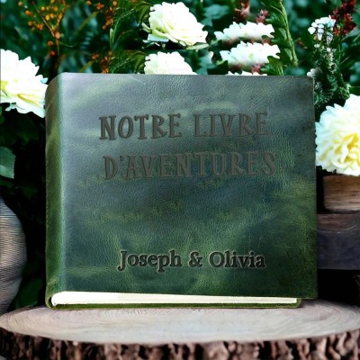 Notre livre d'aventure Album photo en cuir personnalisé pour la Saint-Valentin Idées cadeaux d'anniversaire