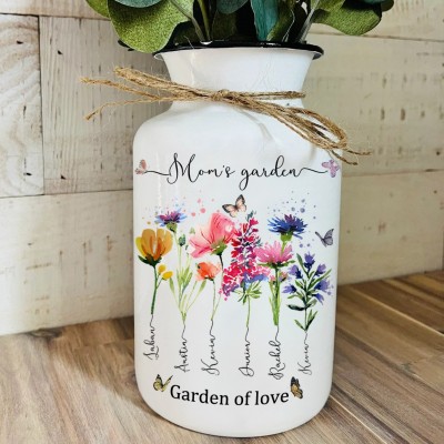 Vase à fleurs personnalisé pour le mois de naissance du jardin de maman pour le jour de Noël idées cadeaux