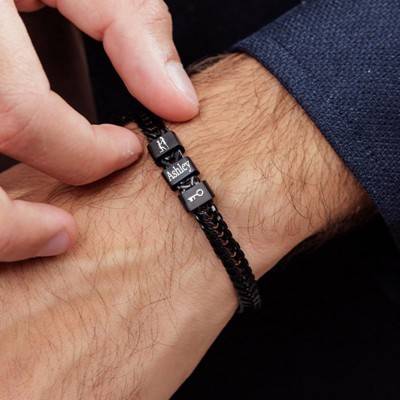 Bracelet homme personnalisé avec perles personnalisées pour les cadeaux de la Saint-Valentin