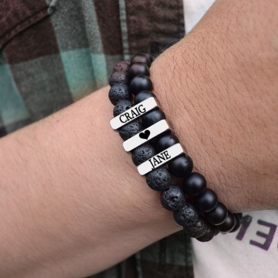 Bracelet Homme Personnalisé Avec Perles Personnalisées Cadeau Pour Mari Petit Ami