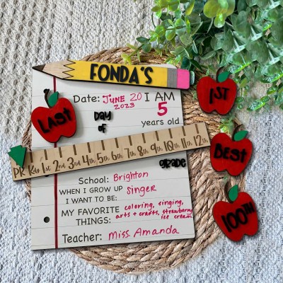 Panneau personnalisé du premier/dernier jour d'école, accessoire de rentrée scolaire, cadeau pour enfants