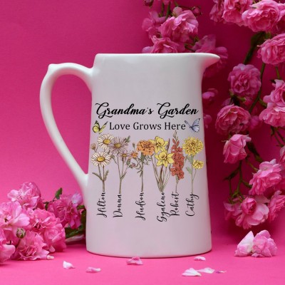 Vase à fleurs personnalisé pour le jardin de naissance du jardin de grand-mère pour des idées de cadeaux de Noël