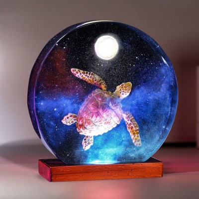 Lampe d’art en bois de résine de tortue de mer