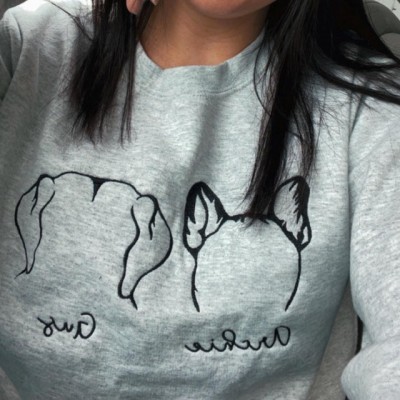 Sweat-shirt pour animal de compagnie brodé personnalisé avec contour d’oreille de chien et nom pour les cadeaux d’amoureux des animaux de compagnie