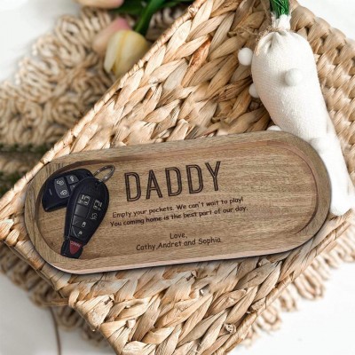 Videz vos poches Papa Plateau de valet personnalisé pour papa Cadeau de fête des pères des enfants