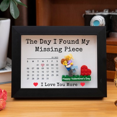 Cadre Calendrier "Le Jour Où J'ai Trouvé Ma Pièce Manquante" Figurines Miniatures de Couple Sur Mesure pour Petite Amie Cadeau de Saint-Valentin