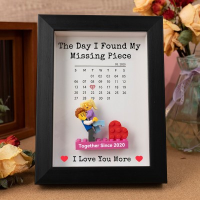 Cadre Calendrier "Le Jour Où J'ai Trouvé Ma Pièce Manquante" Figurines Miniatures de Couple Sur Mesure Cadeau de Saint-Valentin