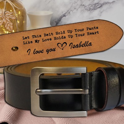 Ceinture en cuir gravée personnalisée avec fist bump pour cadeau de fête des pères