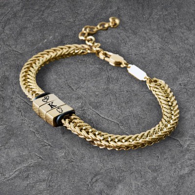 Bracelet Homme Personnalisé Avec Perles Pour Petit Ami Mari La Saint-Valentin