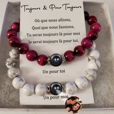 Image personnalisée à l’intérieur du bracelet avec conception magnétique longue distance pour épouse mari