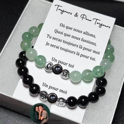 Breloque de projection photo personnalisée Bracelets assortis avec mémoire pour ses cadeaux de mariage