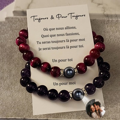 Bracelets d'amour de connexion magnétique personnalisés avec mémoire photo unique pour la Saint-Valentin en couple