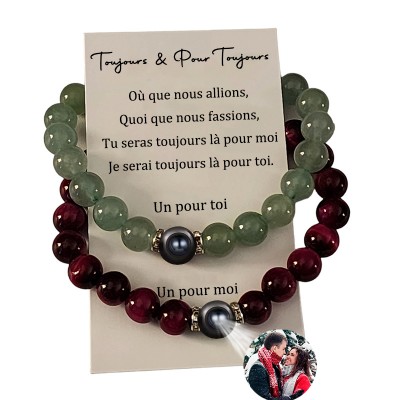 Personnalisé 2 pcs bracelets magnétiques assortis avec photo à l’intérieur pour le cadeau d’anniversaire de couple