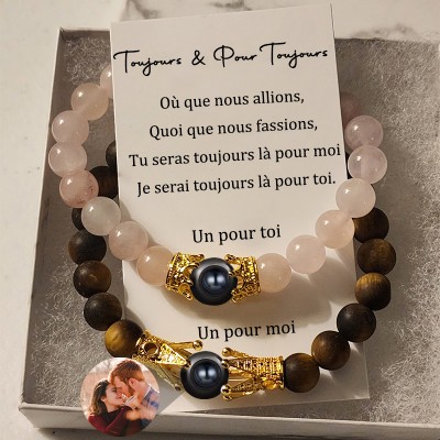Ensemble de projection photo personnalisé bracelet avec design magnétique pour couple femme Saint-Valentin