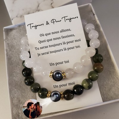 Bracelet de couple magnétique longue distance personnalisé avec photo unique pour lui son anniversaire