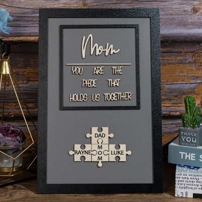 Panneau de puzzle personnalisé pour maman avec pièce de nom qui nous maintient ensemble pour des idées de cadeaux pour la fête des mères