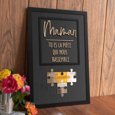Panneau de puzzle personnalisé pour maman avec pièce de nom qui nous maintient ensemble pour des idées de cadeaux pour la fête des mères
