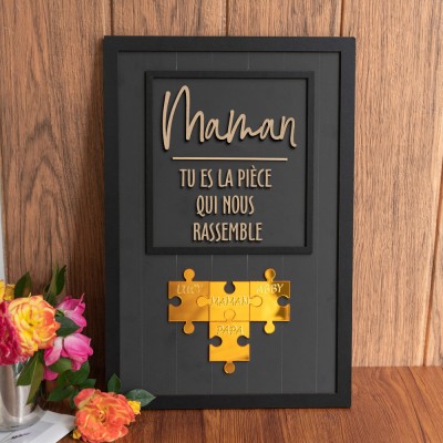 Panneau de puzzle personnalisé pour maman avec pièce de nom qui nous maintient ensemble pour des idées de cadeaux pour la fête des mères