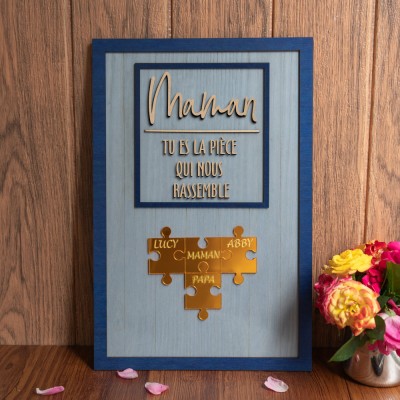 Panneau de puzzle personnalisé pour maman avec pièce de nom qui nous maintient ensemble pour des idées de cadeaux pour la fête des mères