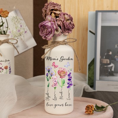 Vase de fleurs de naissance du jardin personnalisé de maman avec des noms d’enfants pour le cadeau de Noël de grand-mère maman