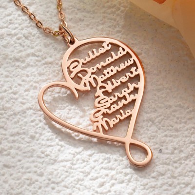 Collier personnalisé en forme de cœur de famille avec nom d'enfant pour maman Idées de cadeaux pour la fête des mères