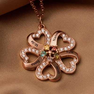 Collier maman personnalisé avec pierre de naissance et noms d'enfants pour la fête des mères