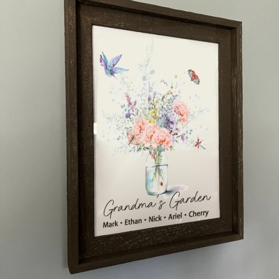 Cadre de bouquet de fleurs de naissance personnalisé Art de la maison pour maman grand-mère cadeau de Noël