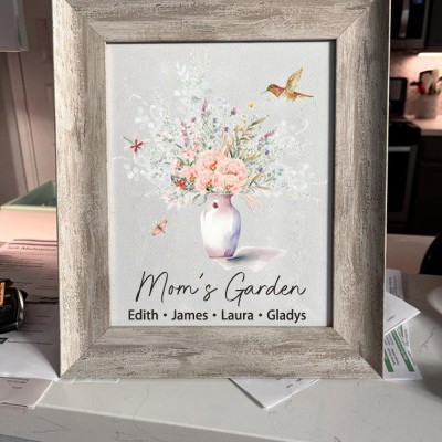 Cadre de bouquet de fleurs de naissance personnalisé Art de la maison pour maman grand-mère cadeau de Noël