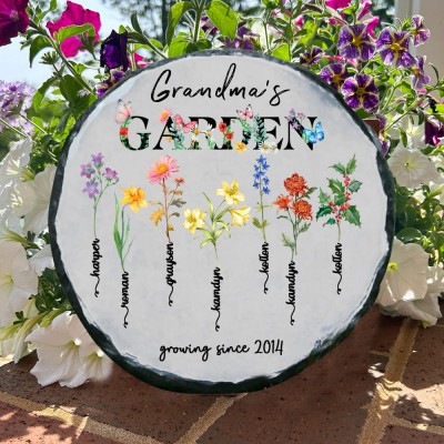 Plaque de fleur de naissance personnalisée pour grand-mère et grand-mère Idées de cadeaux de Noël pour maman et grand-mère