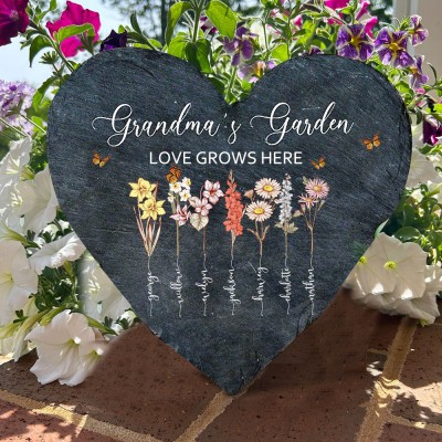Plaque de fleur de naissance personnalisée pour grand-mère et grand-mère Idées de cadeaux de Noël pour maman et grand-mère