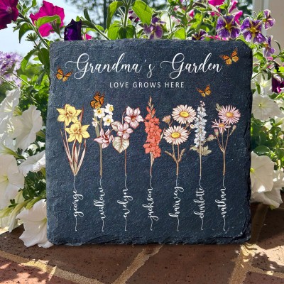 Plaque de fleur de naissance personnalisée pour grand-mère et grand-mère Idées de cadeaux de Noël pour maman et grand-mère