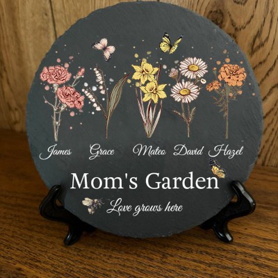 Plaque de fleurs de naissance personnalisées pour le jardin de maman pour le cadeau de Noël pour maman et grand-mère