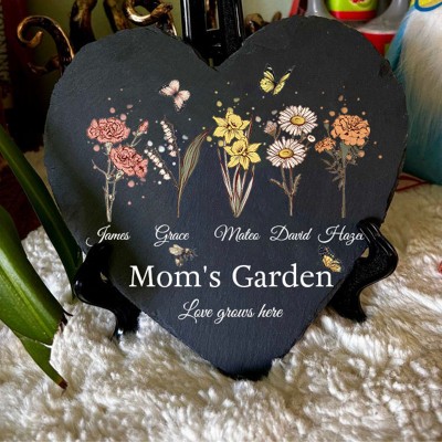 Plaque de fleurs de naissance personnalisées pour le jardin de maman pour le cadeau de Noël pour maman et grand-mère