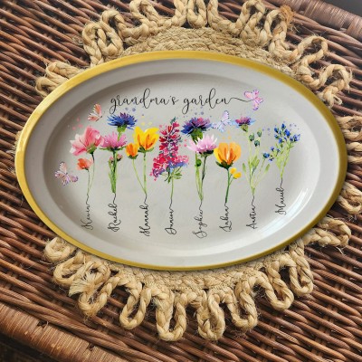 Plateau de fleurs de naissance personnalisé pour les idées de cadeaux de Noël pour maman, grand-mère et famille