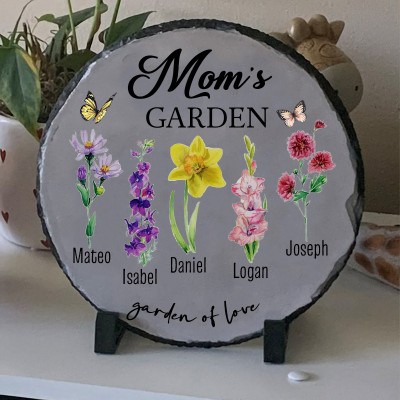 Plaque de fleur de naissance du jardin de maman personnalisée pour maman grand-mère idées de cadeaux de Noël
