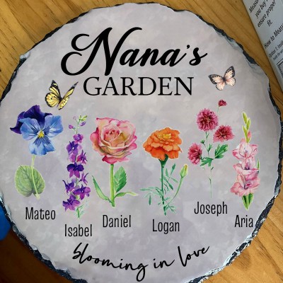 Plaque de fleur de naissance personnalisée du jardin de Nana pour maman mamie idées de cadeaux de Noël