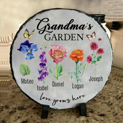 Plaque de fleur de naissance du jardin de grand-mère personnalisée pour maman idées de cadeaux de Noël de grand-mère