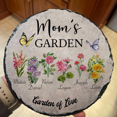 Plaque de fleurs de naissance personnalisées pour le jardin de maman pour les idées de cadeaux de Noël pour maman et grand-mère