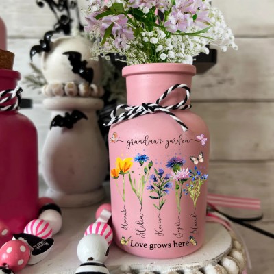 Vase à fleurs personnalisé pour le mois de naissance pour maman et grand-mère Idées de cadeaux pour le jour de Noël