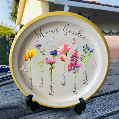 Plateau de fleurs de naissance personnalisé avec le nom des enfants pour les idées de cadeaux de Noël pour maman, grand-mère et famille