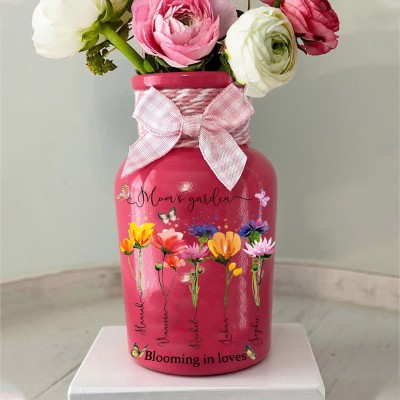 Vase à fleurs personnalisé pour le mois de naissance pour maman et grand-mère Idées de cadeaux pour le jour de Noël