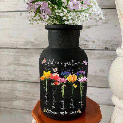 Vase à fleurs personnalisé pour le mois de naissance du jardin de maman pour des idées de cadeaux pour le jour de Noël