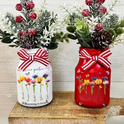 Vase à fleurs personnalisé pour le mois de naissance pour maman et grand-mère Idées de cadeaux pour le jour de Noël